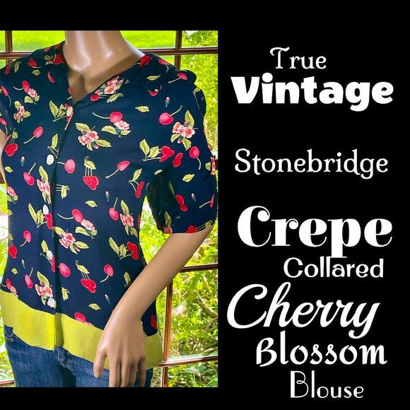 Vintage Tops - ▪️VTG▪️STONEBRIDGE▪️Collared Cherry Blossom Blouse